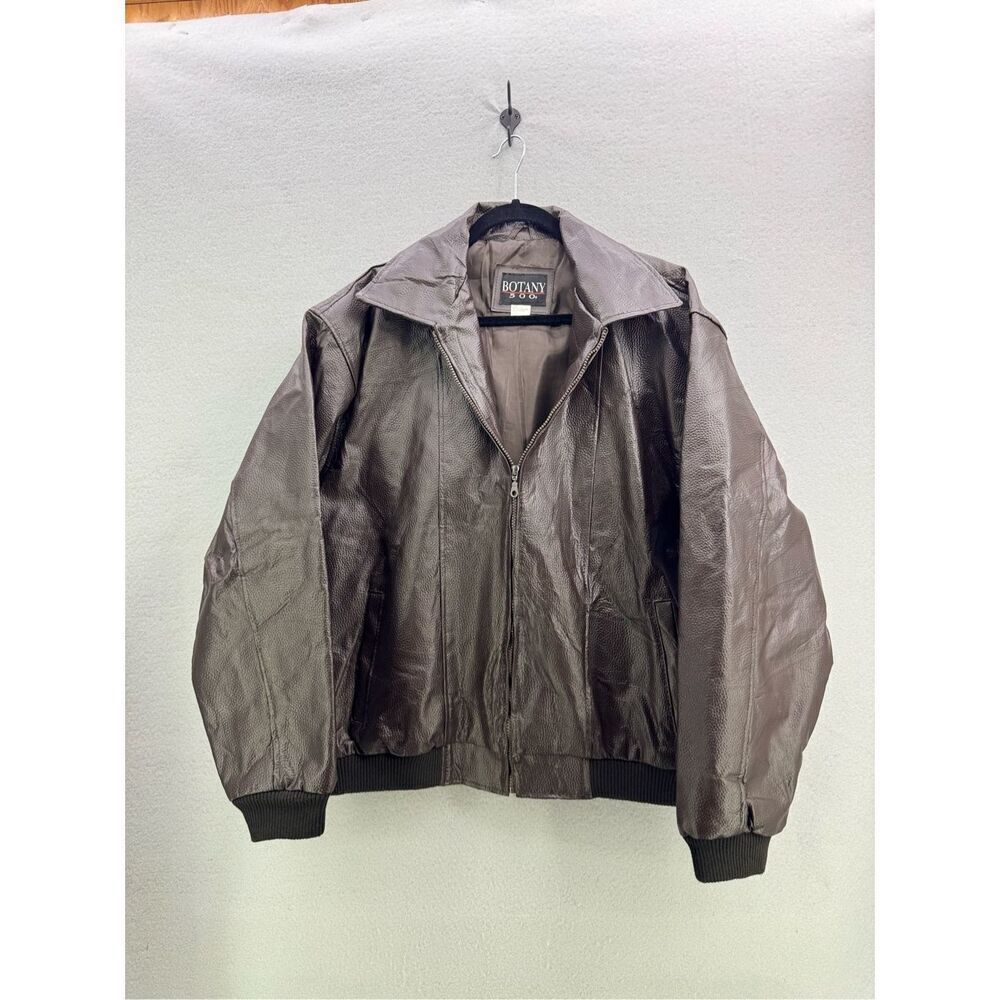 Vintage 90s Botany 500 Genuine Leather Bomber Jacket Chocolate Brown Size XL